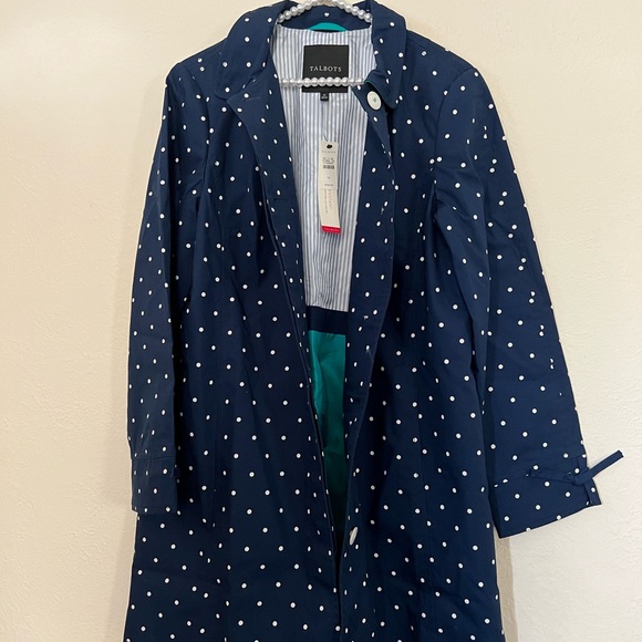 Talbots 12 Navy Polka Dot jacket Coat nwt - Picture 9 of 10